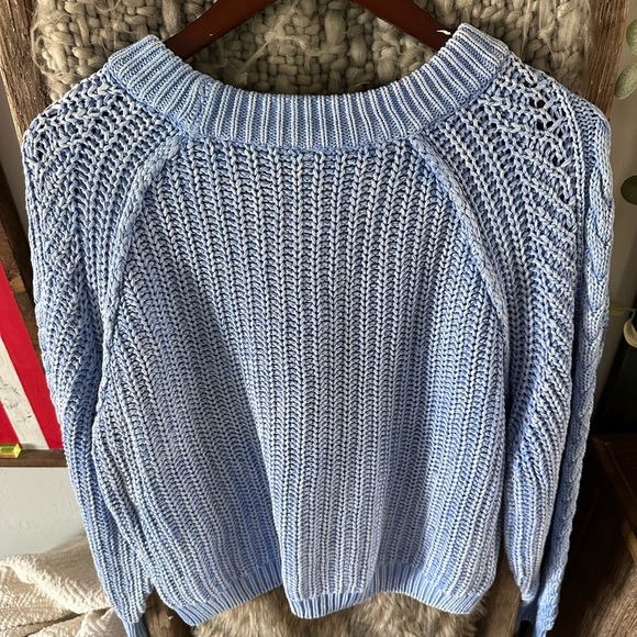Free People Light Blue Cable Knit Sweater - Picture 4 of 4